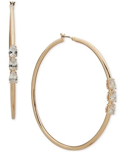 Emily in Paris Gold-Tone Large Cubic Zirconia Hoop Earrings, 2.36"