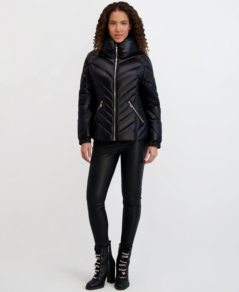 Karl Lagerfeld Paris Women's Pillow-Collar Puffer Coat