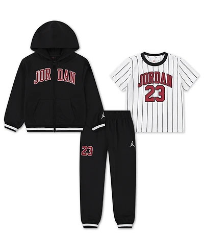 Jordan Little Boys 3-Piece Jersey French Terry Full-Zip Hoodie, T-Shirt and Pants Set