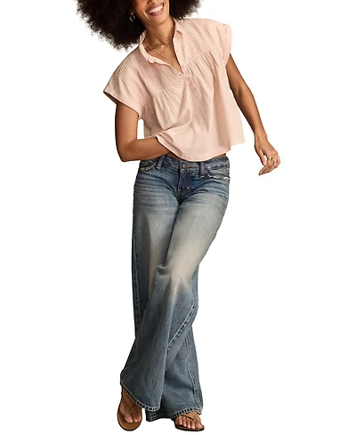 Lucky Brand Women's Collared Peplum Tunic Top