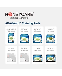 HoneyCare All-Absorb, Large Dog and Puppy Training Pads, Ultra Absorbent and Odor Eliminating, Leak-Proof 5-Layer Potty Training Pads with Quick-Dry S