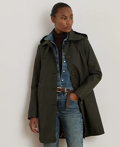 Lauren Ralph Lauren Womens Hooded A-Line Raincoat
