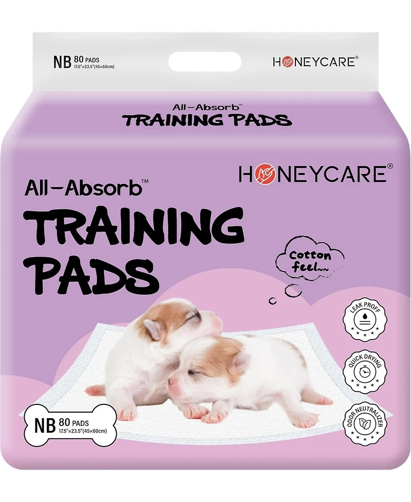 HoneyCare New Born All-Absorb Training Pads with Ultra "Baby Diaper" Soft Surface and Super Absorbent Extra Small, 17.5 x 23.5 inch, 160ct