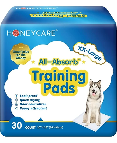 HoneyCare All-Absorb, Dog and Puppy Training Pads, Ultra Absorbent and Odor Eliminating