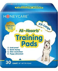 HoneyCare All-Absorb, Dog and Puppy Training Pads, Ultra Absorbent and Odor Eliminating