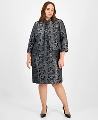 Le Suit Plus Floral Jacquard Sleeveless Sheath Dress
