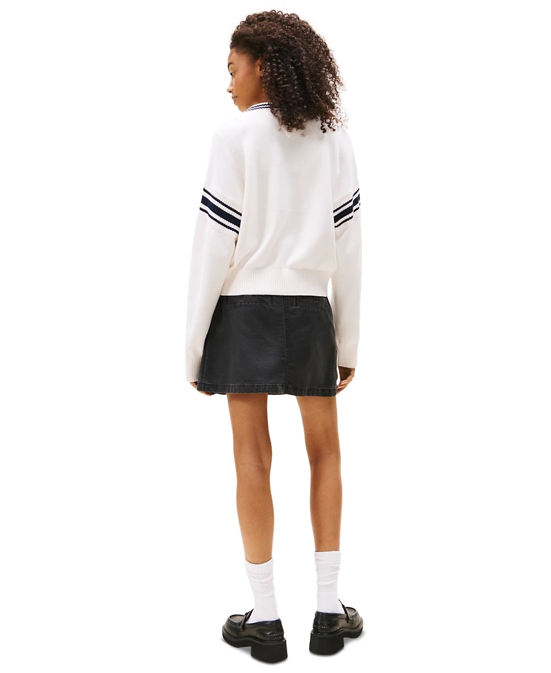 Tommy Jeans Women's Varsity V-Neck Cotton Sweater