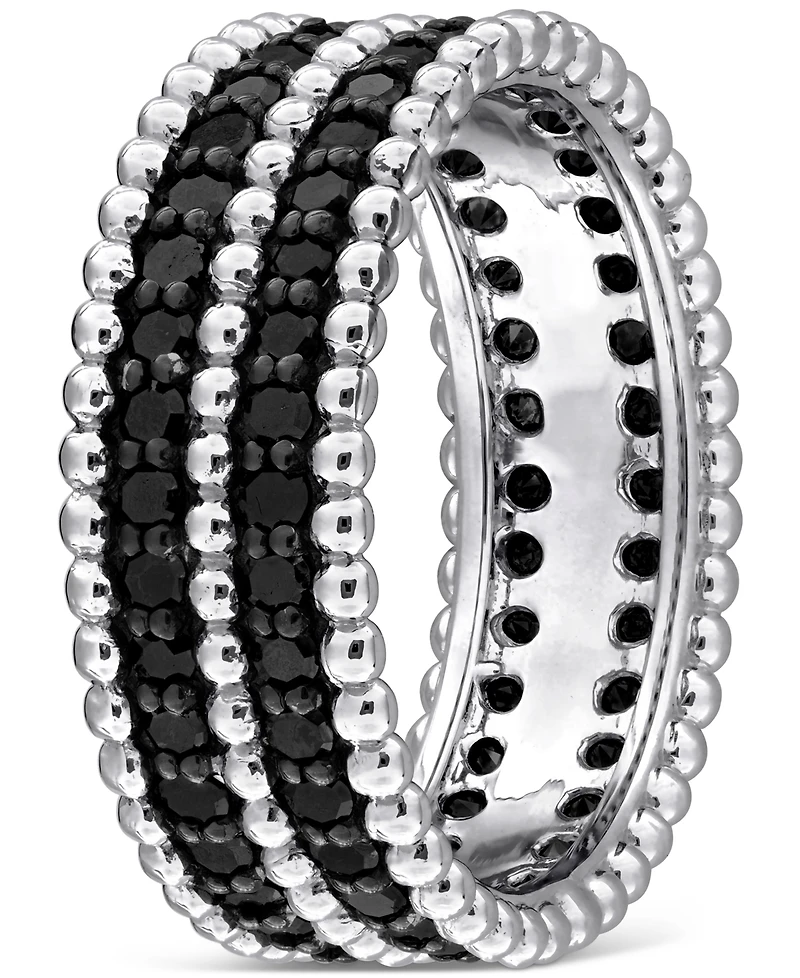 Black Diamond Double Row Beaded Eternity Band (1-1/6 ct. t.w.) 14k Gold