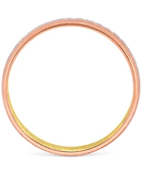 Triple Row Brush Textured Finish Wedding Band 14k Tricolor Gold