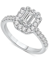 Lab Grown Diamond EmeraldCut Halo Engagement Ring (1-1/2 ct. t.w.) in 14k White Gold