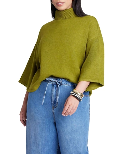 Eloquii Women's Boxy Three Quarter Sleeve Turtleneck