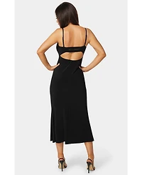 Bebe Women's Bow Front Bustier Knit Slip Midi Dress