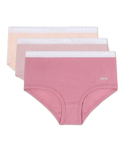 MeMoi Big Girls 3 Pair Pack Solid Chromatic Rose Briefs