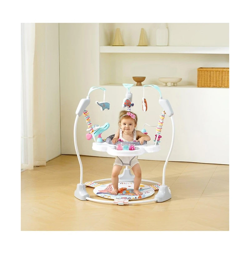 Slickblue Kids Bouncer Activity Center Jumper Jumperoo with Toys Music Lights