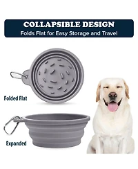 Slow-Feeder, Non-Skid, Bpa-Free Silicone Travel Dog Bowl
