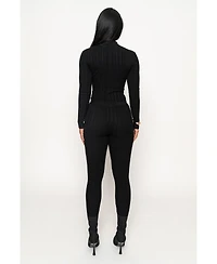 Jluxlabel Women's Ribbed Mock Neck Top