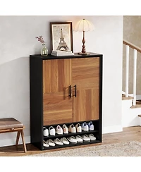 Tribesigns Shoe Cabinet with Doors, 6-Tier Shoe Storage Organizer with Adjustable Shelves for Entryway Hallway Closet