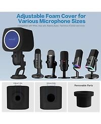 ZealSound Microphone Isolation Shield with Pop Filter, Noise-Canceling Foam Cover for Yeti, Nano, SoloCast & More Usb Mics (Black + Blue)