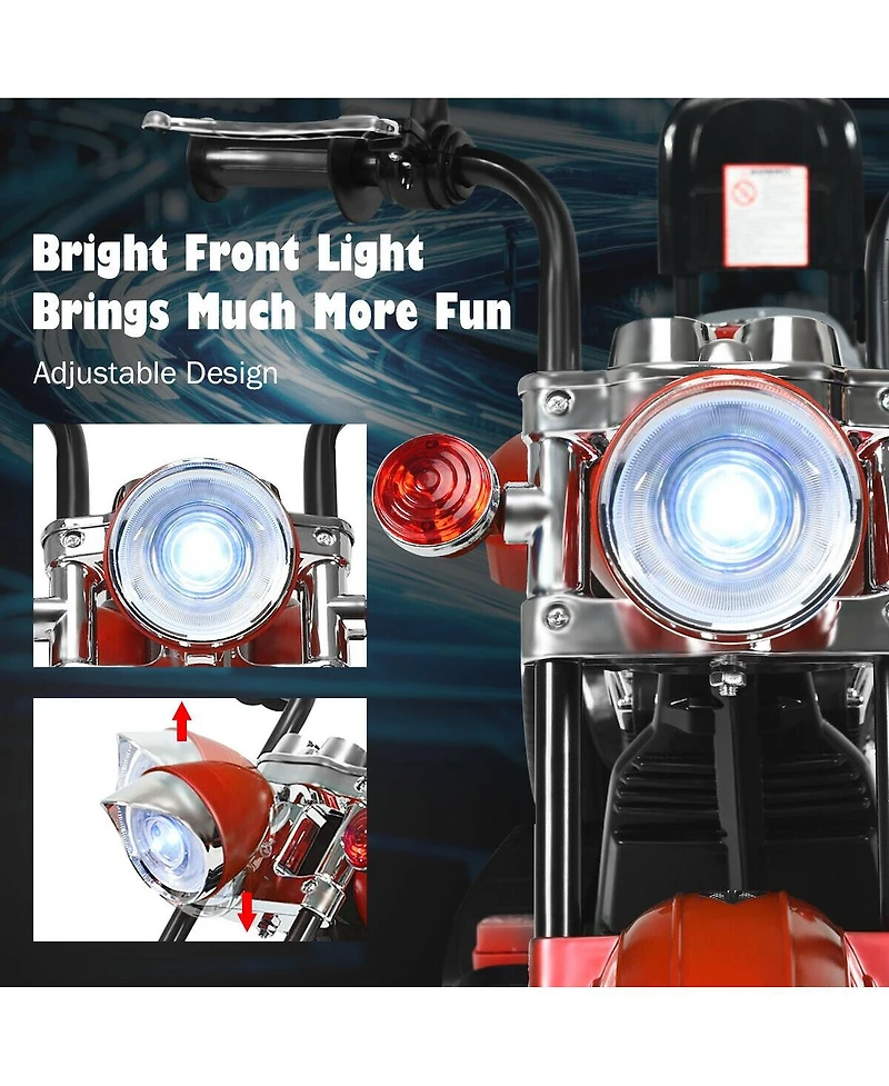 6V Powered Toddler 3-Wheel Motorbike Ride On Toy with Horn and Headlight