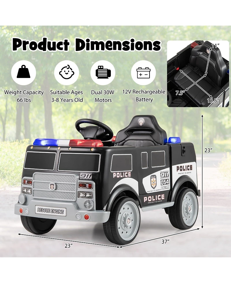 12V Battery Powered Electric Vehicle with 3 Speeds and Megaphone