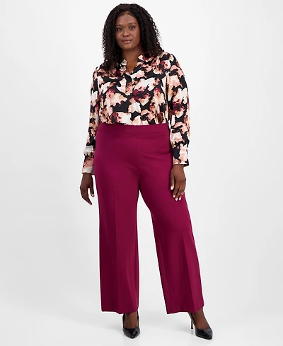Anne Klein Plus Pull-On Wide-Leg Pants