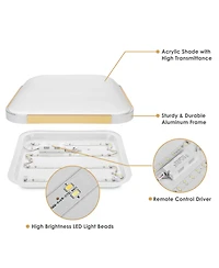24W 18" Dimmable Led Ceiling Light Fixture Flush Mount Lamp with Remote Bedroom