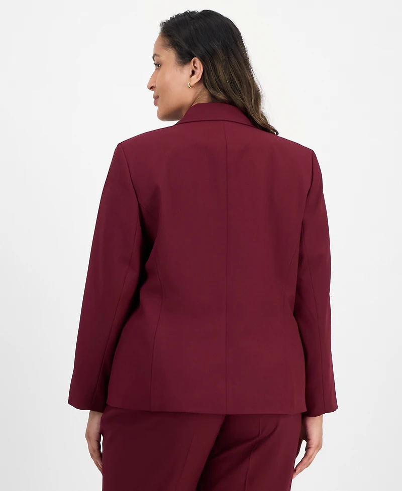 Le Suit Plus Notched Collar One-Button Pantsuit