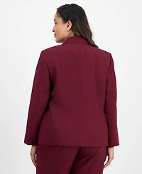Le Suit Plus Notched Collar One-Button Pantsuit