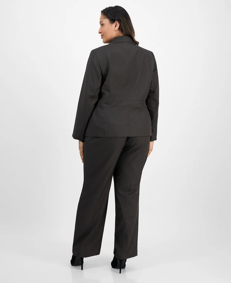 Le Suit Plus Notched Collar Wide-Leg Pantsuit