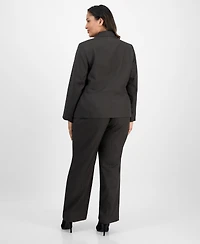 Le Suit Plus Notched Collar Wide-Leg Pantsuit