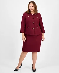 Le Suit Plus Button-Front Jacket & Pencil Skirt Set