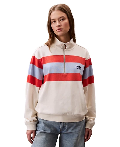 Calvin Klein Jeans Women's Rugby Stripe Half-Zip Sweatshirt