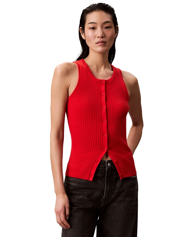 Calvin Klein Jeans Women's Smooth Cotton Rib Sweater Tank