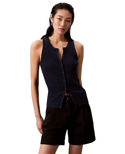 Calvin Klein Jeans Women's Smooth Cotton Rib Sweater Tank