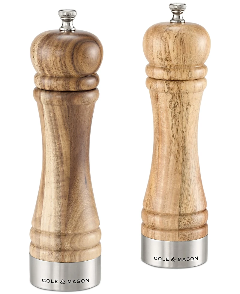 Cole & Mason Camden Acacia Wood Stainless Steel Salt & Pepper Mill Gift Set