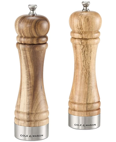 Cole & Mason Camden Acacia Wood Stainless Steel Salt & Pepper Mill Gift Set