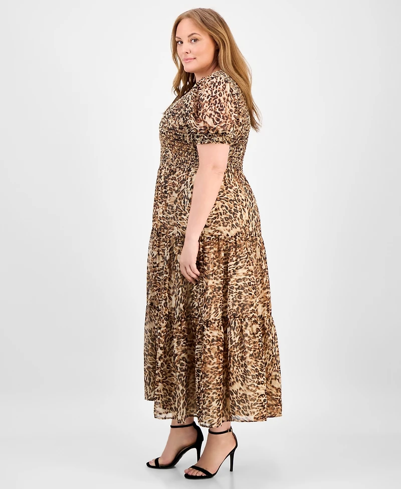 Anne Klein Plus Animal-Print Maxi Dress