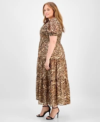 Anne Klein Plus Animal-Print Maxi Dress
