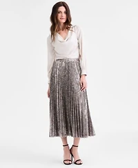 Anne Klein Womens Pull On Pleated Midi Skirt P Xxs Xxl