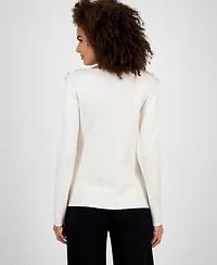 Anne Klein Women's 3D Floral Boat-Neck Sweater