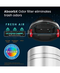 iTouchless Stainless Steel Sensor Trash Can with Dual AbsorbX Odor Filters and Wheels, Silver