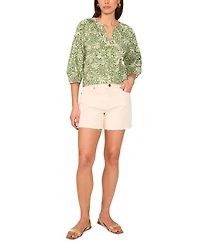 Vince Camuto Women's Cotton Printed Raglan-Sleeve Peasant Blouse