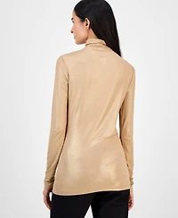 Anne Klein Women's Metallic Long-Sleeve Turtleneck