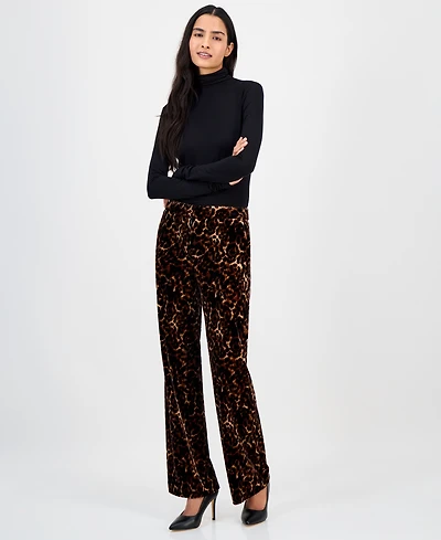 Anne Klein Women's Printed Velvet Flare-Leg Pants