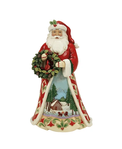 Jim Shore Christmas At The Lodge Santa with Wreath Figurine