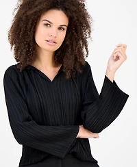 Anne Klein Women's Split-Neck Pleated Blouse