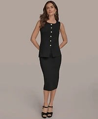 Donna Karan New York Women's Sleeveless Button-Front Sweater