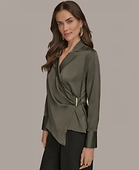 Donna Karan New York Women's Long-Sleeve Collared Blouse