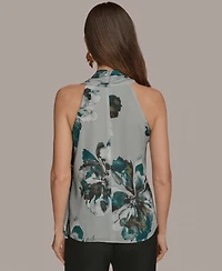 Donna Karan New York Women's Sleeveless Printed Scarf Top