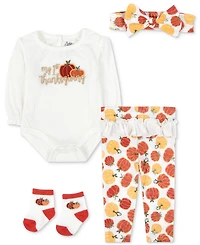 Baby Essentials My 1st Thanksgiving Bodysuit, Pants, Headband & Socks, 4 Piece Set
